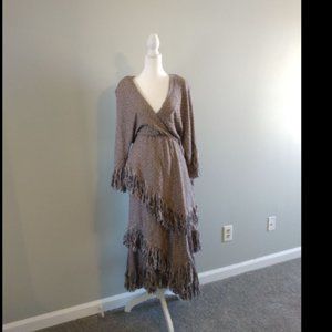 FRAMED $551 COLORADO FRINGE MIDI DRESS Sz S